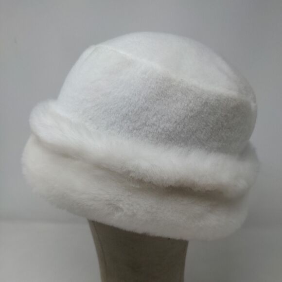 Madison & Max Womens Vegan Fur Hat White Ivory OSFM Poly Blend W/Tags - Picture 4 of 11